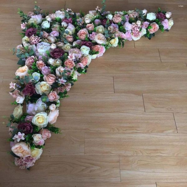 Flores decorativas 2pcs/lote (1,2 ml x1.2m com peça) adorável placa de flor da placa de parede de parede da passarela de moldura de quadro de quadro de tabela de casamento decoração de casamento