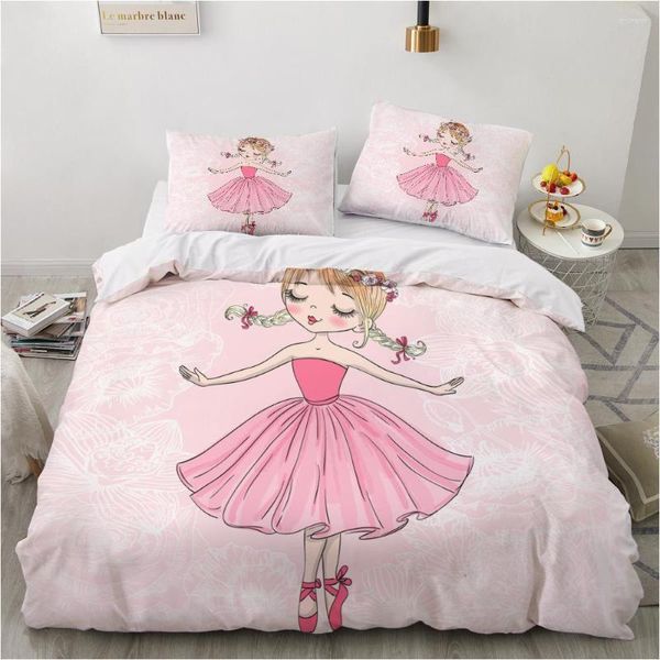 Set di biancheria da letto Set di biancheria da letto per bambini per la casa Copripiumino 150 200 220 Taglia 2 Sp Lenzuolo 4 pezzi Bambini Baby Cartoon Pink Girl