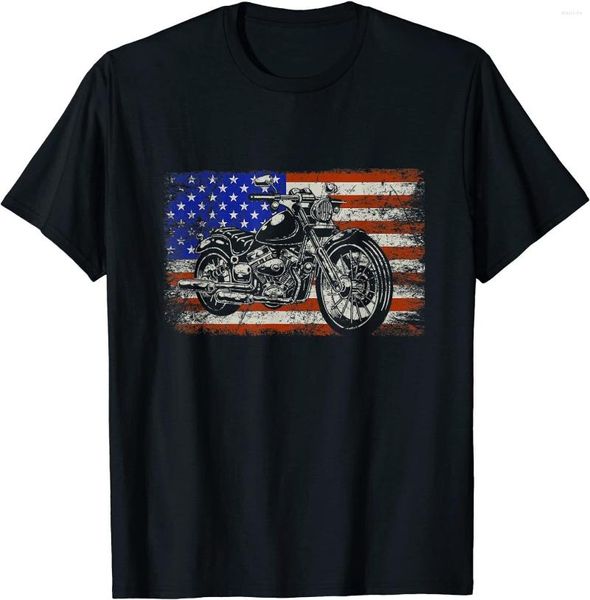 Herren T-Shirts USA Flagge American Pride Motorrad Reiten Oansatz Baumwollhemd Männer Casual Kurzarm T-Shirts Tops Harajuku Streetwear