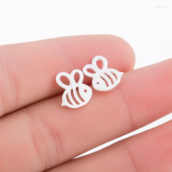 Orecchini a bottone Yiustar Moda Miele d'ape a tre colori per donne Ragazze Gioielli per bambini Orecchio di ape animale carino