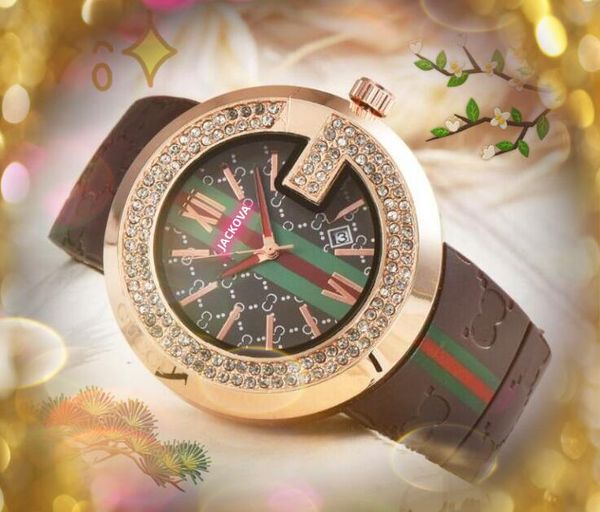 Top Brand orologio al quarzo moda orologi da donna uomo data automatica anello di diamanti coppia classico generoso tessuto in gomma cintura regali orologio da polso da tavolo