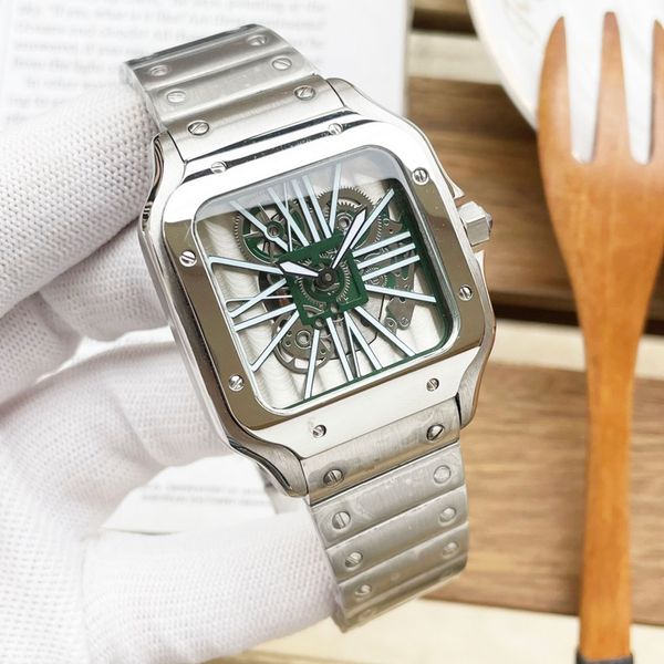 Мужские часы Cartiar с кварцевым механизмом, полые часы, сапфир, 39*47,5 мм, классические деловые наручные часы с двойной складной застежкой Montre De Luxe