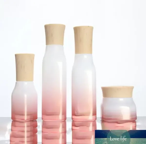 Contenitore cosmetico all'ingrosso Bottiglia riutilizzabile Bottiglia di vetro rosso ciliegia Vaso di crema Spray Essenza Pompa per lozione 50g 40ml 100ml