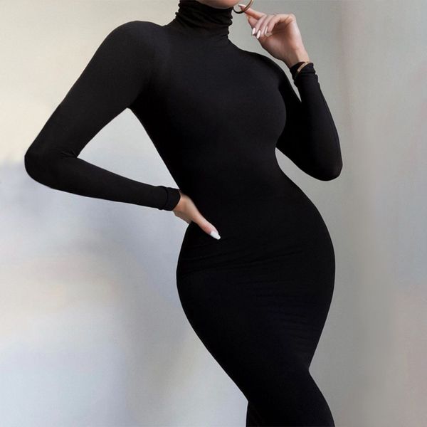 Tute da donna Pagliaccetti Dolcevita nero Pagliaccetto Manica lunga Sexy Bodycon Tuta Outfit Autunno Inverno Streetwear Tuta da festa Velluto Yo-ga Tutina 230310