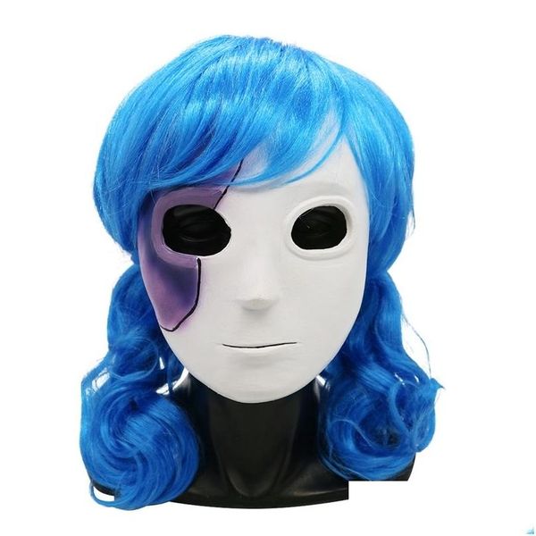 Party Masks Game Sally Face Mask Blue Wig Sallyface Cosplay Halloween Cos Props Playf Latex Drop Deliver