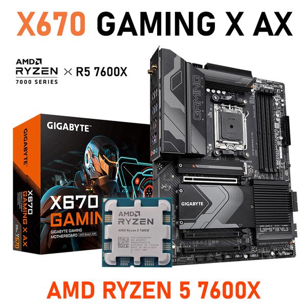 Gigabyte X670 Gaming X Axe Socket Am5 Combo Combo R5 7600x AM5 Комплект AMD X670 Mineboard Ryzen Kit 7600x ЦП ATX