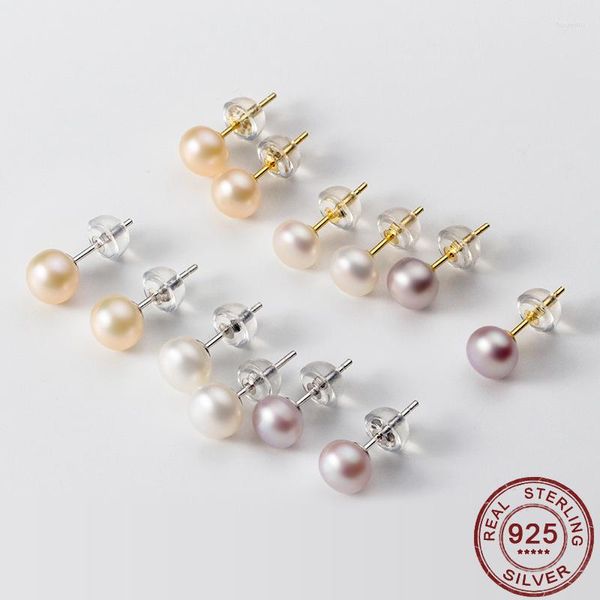 Orecchini a bottone in vero argento sterling 925 dolce perla naturale per donne bambini neonate bambini gioielli minimalisti