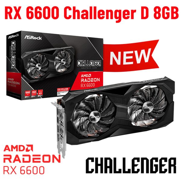 Radeon RX 6600 Card Rx6600 Graphics GDDR6 AMD RX6000 GPU 14000 МГц 8GB 128 -битный двойной фанат настольные игры Radeon Videoard New