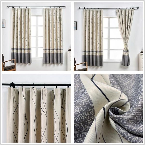 Vorhangfenster Vorhänge für Wohnzimmer Jinya Home Printed Polyester Isolierung Beige graue Grommet Top Kurzküche Est