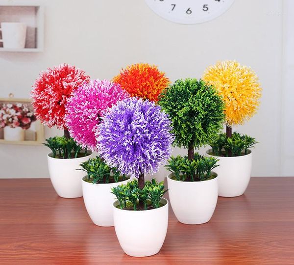Dekoratif Çiçekler Yapay Parlak Renkli Yaşam Gibi Chrysantemum Sahte Bitkiler Saksı Ev El Düğün Süslemeleri