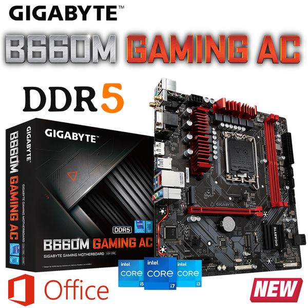 Gigabyte B660M Gaming AC DDR5 Suporte da placa -mãe D5 128GB LGA 1700 Intel Core 12th Gen CPU PCIE 4.0 M.2 USB 3.2 Placa Me Novo