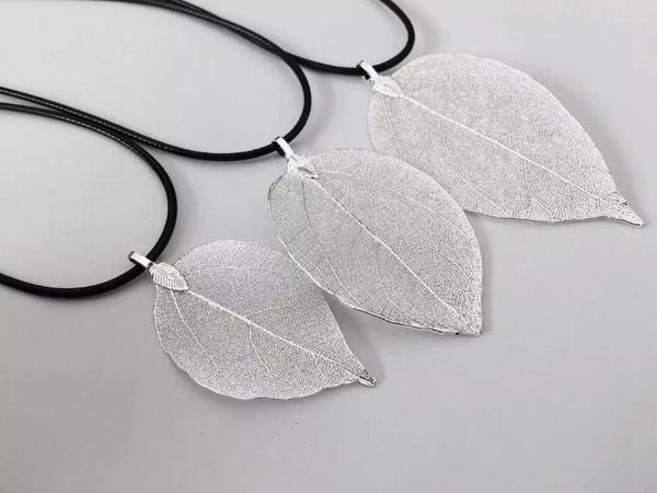 Colar Colar Goldensilver Color Natural Leaf Pinging for Women Vintage Long Chain Maxi Jóias Boho Chic Bijoux