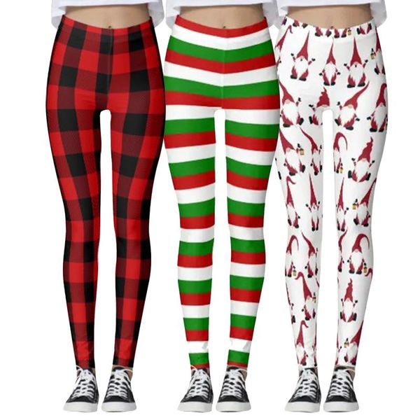 Pantaloni da donna Capris Leggings fitness da donna Natale Pupazzo di neve personalizzato Babbo Natale Abbigliamento sportivo stampato Ragazza Vita alta Leggins push-up Pantal