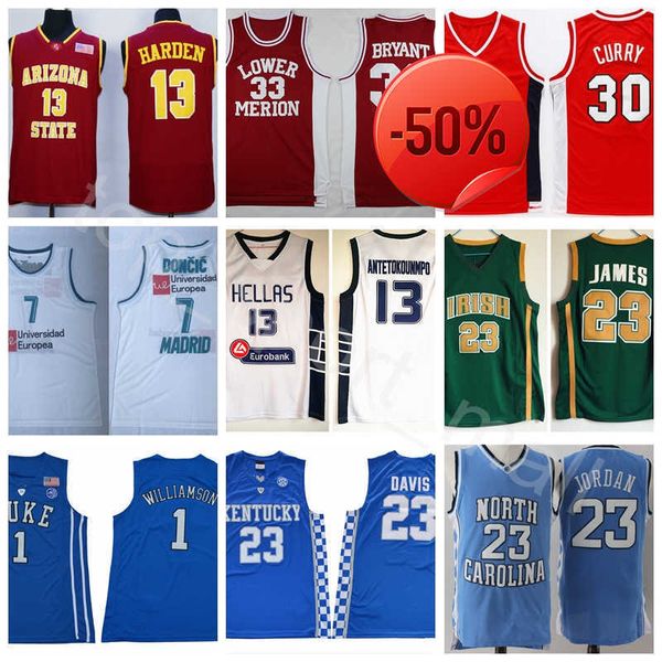 Ncaa College Basketball Jerseys Stephen Curry Luka Doncic Harden Giannis Antetokounmpo Dwyane Wade Kawhi Leonard Kevin Durant Kyrie