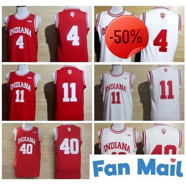 NCAA Koleji Indiana Hoosiers Isiah 11 Thomas Jersey Victor 4 Oladipo Cody 40 Zeller Gömlek Üniforma Kırmızı Beyaz Ed Basketbol Formaları