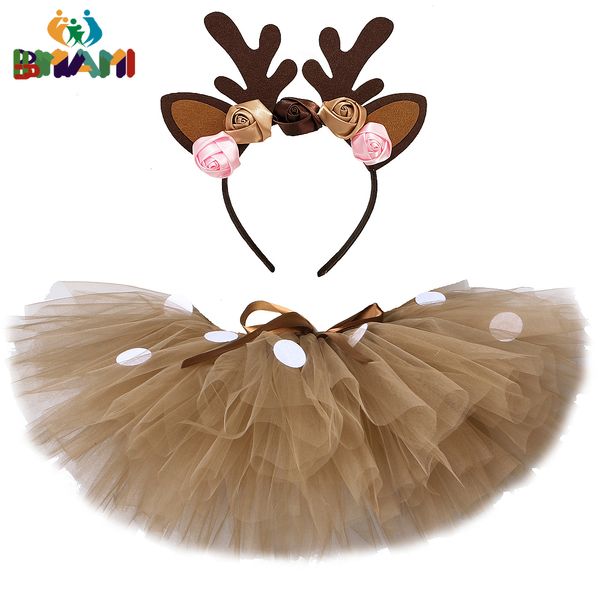 Gonne Neonate Cervo Coniglio Tutu Gonna Outfit Per Bambini Costume da renna di Natale Vestiti per bambina Bambino Compleanno 114Y 230310