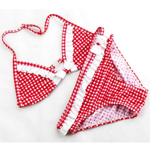 Costume da bagno intero scozzese carino Nuovo costume da bagno estivo per bambini diviso in due pezzi Costume da bagno per ragazze in bikini Bellissimo bikini Costumi da bagno per bambini