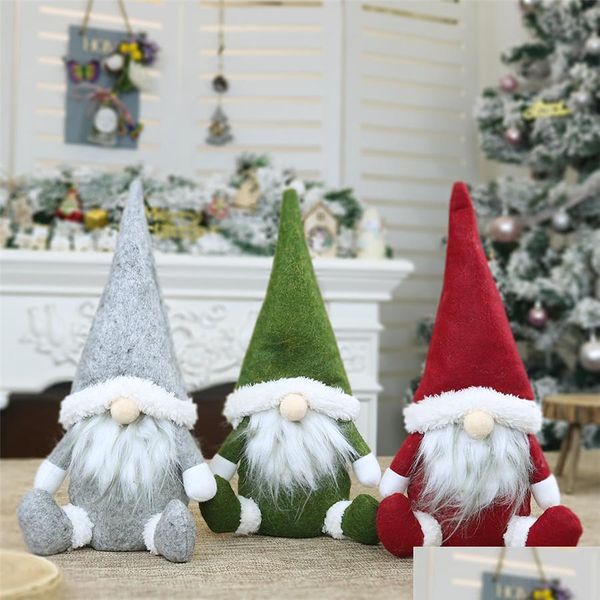 Gefüllte Plüschtiere Frohe Weihnachten Schwedische Weihnachtsmann-Zwergpuppen-Ornamente Handgefertigte Feiertags-Home-Party-Dekor-Dekorationen Dhs Drop De Dhucg