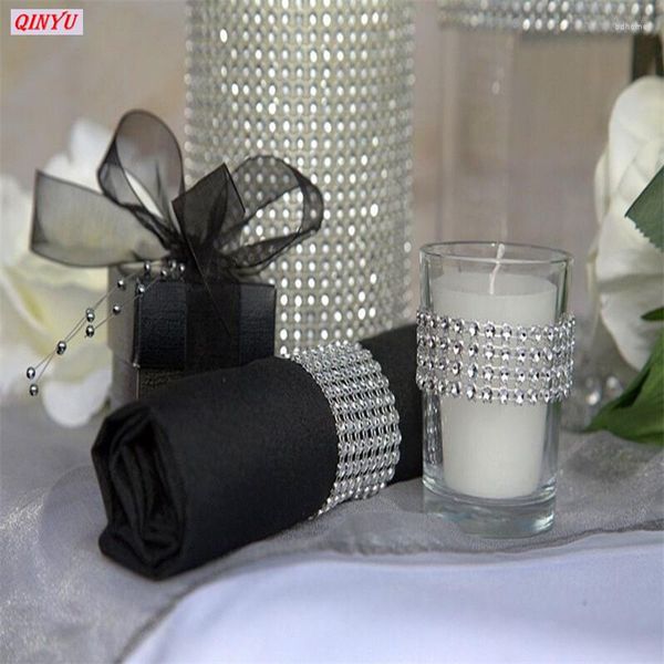 Flores decorativas 1 jardas de malha diy malha bling diamante fitas de cristal de embrulho de bolo rolo de tule tulle wedding decoração suprimentos de decoração 6ZHH193