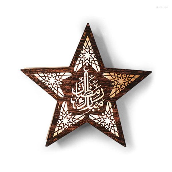 Nachtlichter H7JB Ramadan Festival LED Stern Holz Wandleuchte Elegante Dekoration Eid Home