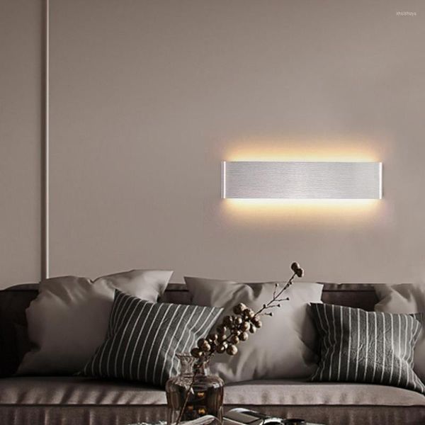 Lâmpada de parede 24 cm de arandela de luz de luz LED quarto interno para luminária de alumínio escovada em casa acessório de alumínio