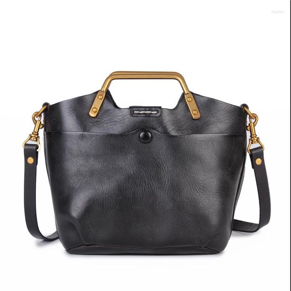 Abendtaschen Johnature Vielseitige echtes Leder Handtasche Vintage natürliches Rindsleder Frauen Tasche Freizeit einfarbig große Kapazität Schulter