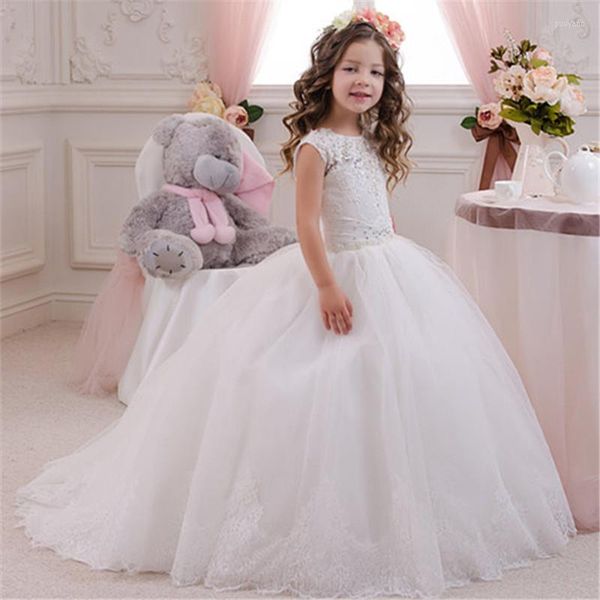 Mädchenkleider Blumenkleid mit Tüll Geburtstagsfeier Hochzeit Zeremonielle Kinderkleidung Kleid für Kinder