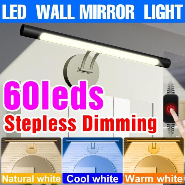 Lampade da parete USB LED Vanity Lights Specchio da bagno Touch Dimming Toeletta per illuminazione montata per la decorazione domestica