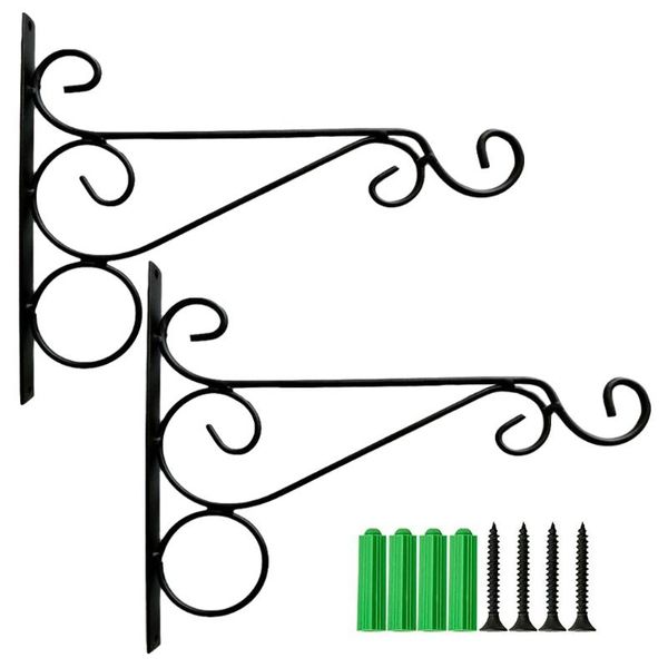 Forniture da giardino Altro Staffa per gancio per lampada da parete Gancio decorativo nero per campanelli eolici Cesto sospeso Fioriera Lanterna Vaso di fiori