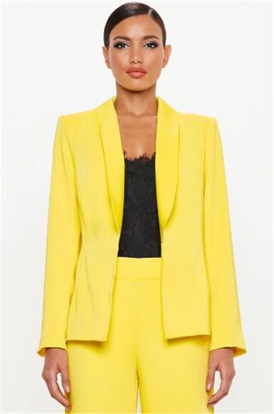 Ternos femininos Blazers Moda Moda Amarelo Mulheres Pontas de roupas femininas Mulheres Meninas Tuxedos de Office de Negócios Made Made