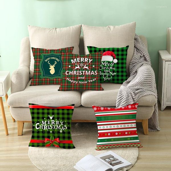 Yastık örtüsü şeftali cilt yastık kılıfı özel kanepe çantası yeşil Noel ekose örme serisi