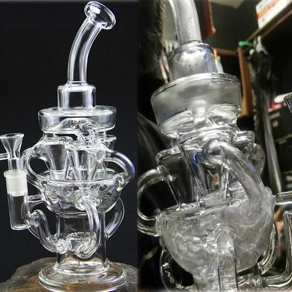 Heady Glass Water Bongs Hookahs Glass Water Pipe Recycler Sprinkler Perc Glass Oil Rigs Dab Bongs com junta de 14 mm