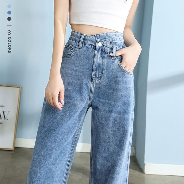 Женские джинсы высококачественные хлопковые джинсы Женщины широкие джинсовые брюки.