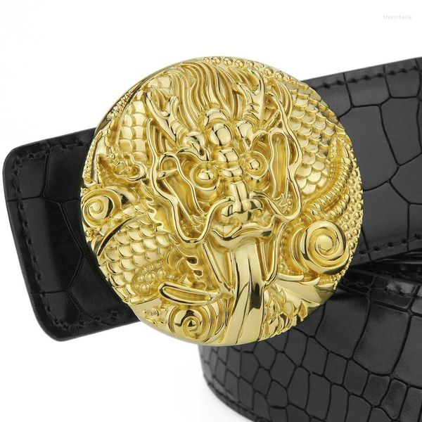 Cinture Fibbia in rame dorato di alta qualità Stile cinese Stilista da uomo Cintura in vera pelle Cinturino in vitaCintureCinture