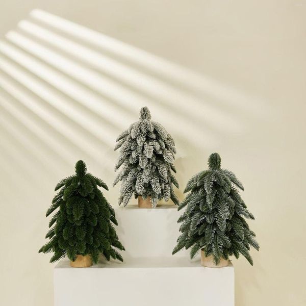 Flores decorativas Decoração de Natal de 45cm Simulação Nobel Pine Flocking Rime Desktop Small Tree Artificial Plants for Home Decor