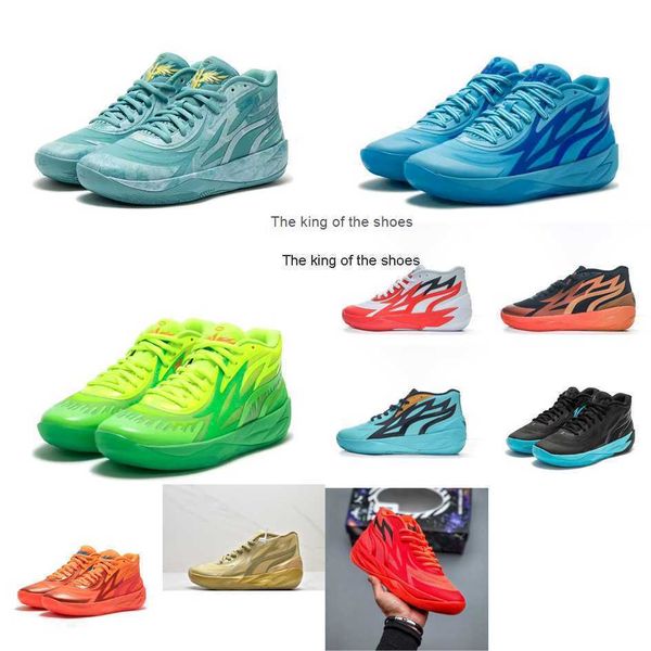 2023 Sapatos delamelo masculino lamelo ball mb. 02 Sapatos de basquete Roty Slime Jade Phenom Rick Green e Blue Morty Red Black Gold Elektro Aqualamelo Shoes