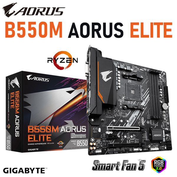 Carte mère GIGABYTE B550M AORUS ELITE AMD B550 Socket AM4 DDR4 128GB PCI-E 4.0 M.2 OverLocking Micro-ATX B550 Carte mère AM4 Nouveau