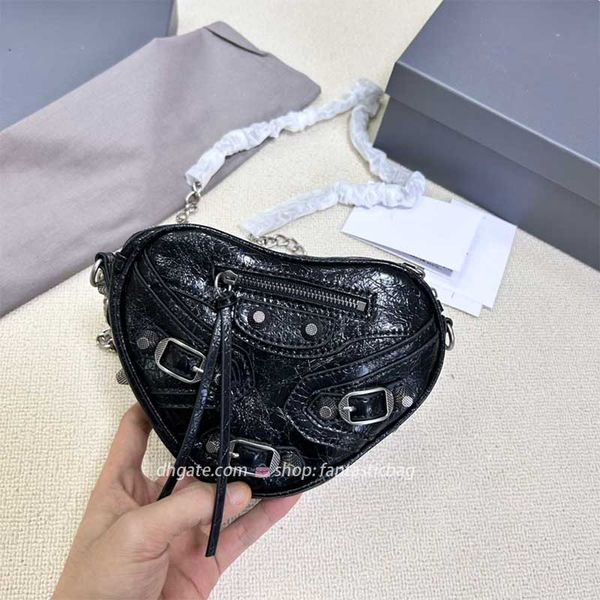 Aşk bisikletçisi çantası tek omuz crossbody çanta perçinlenmiş zincir çanta