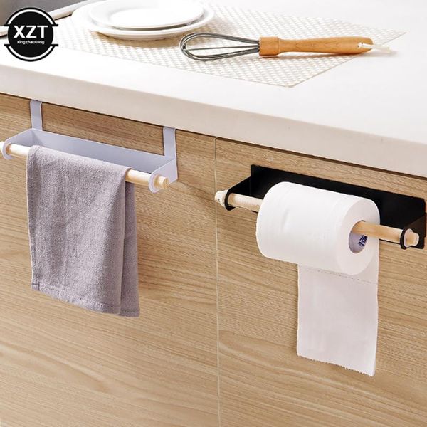 Haken Schienen Badezimmer Holz Handtuchhalter Rack Bar Küchenschrank Frischhaltefolie Lappen Hängen Toilettenpapierhalter Regal Wandorganisator