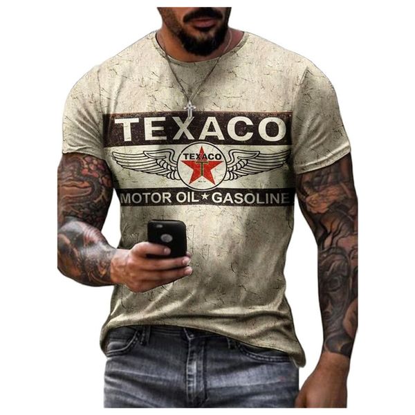 Mens Tshirts Yaz Büyük Boyut Körfez Castrol Vintage Street Giyim Sıradan Spor Giyim Tshirt Erkekler Giyim Texaco Top 230310