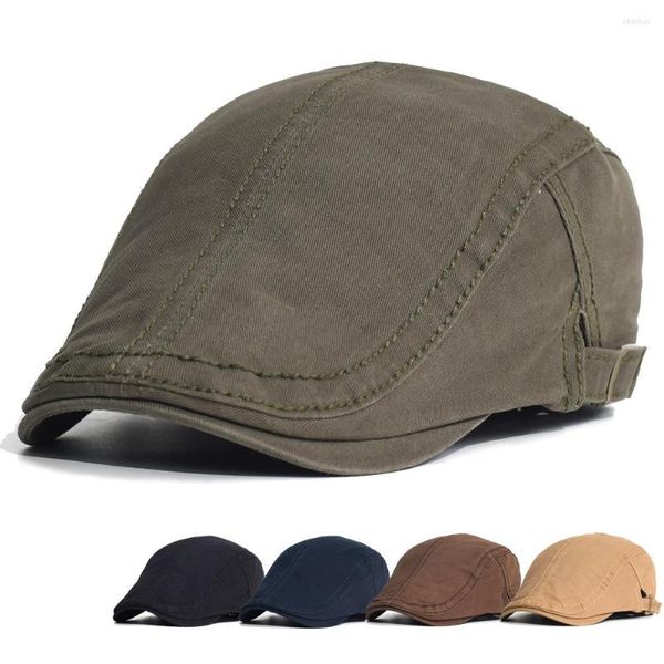 Berretti Cotton Sboy Caps Men Solid Soft Casual Fashion Beret Hat Golf Driving Cabbie Flat Ivy Cap Four Seasons