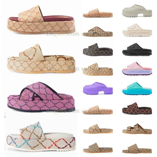 Berühmte Designer-Damen-Plateau-Sandalen, Slipper, dicke Böden, Damen-Flip-Flops, Stickerei, schwarz, rosa, weiß, bedruckt, luxuriöser Sommer-Strandschuh, Größe 35–45