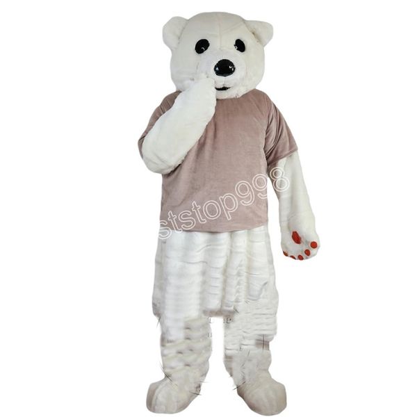 Alta qualidade Tamanho adulto Polar Bear Mascot Trajes Simulação Cartoon Characte de anime Personagem adulto Tamanho do Natal A publicidade ao ar livre traje para homens Mulheres