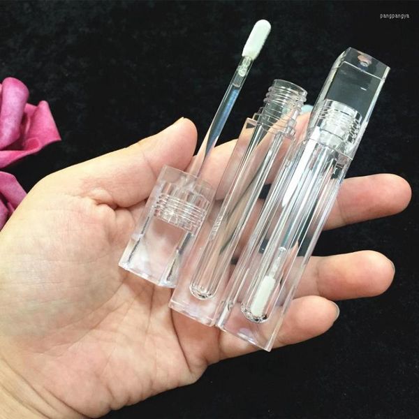 Garranhas de armazenamento embalagem quadrada de tubo de brilho labial transparente 5 ml Lipstic vazio 25/10/50 peças transparentes com recipientes de varinha