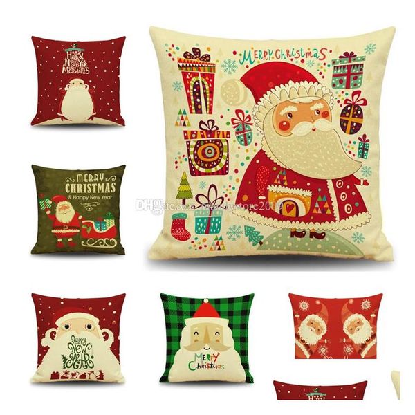 Federa per cuscino Federe per Babbo Natale Decorazione regalo in stile euroamericano Cuscini per divani Camera da letto per bambini Drop Delivery Giardino domestico Tex Dho7K