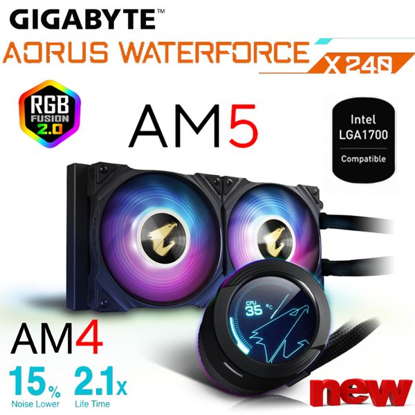 Gigabyte aorus WaterForce x 240 CPU Water Resfrigerd 120mm Suporte AM4 AM5 Intel 12th LGA 1700 LGA1200 A-RGB Desktop Motherboard Novo