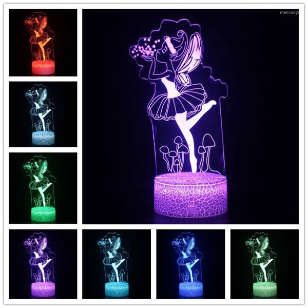 Luci notturne 3D LED Light Butterfly Fairy Lampada da tavolo USB 7 colori Touch Lampade da scrivania remote per ragazze Regalo per bambini Decorazione per feste a casa