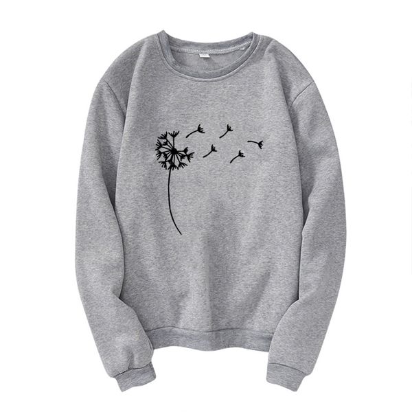 Damen Hoodies Sweatshirts Frühling Herbst Wildflower Löwenzahn Druck Frauen Casual Langarm O Hals Weiblich Cartoon Niedlich Sweatshirt Femme Kleidung 230310