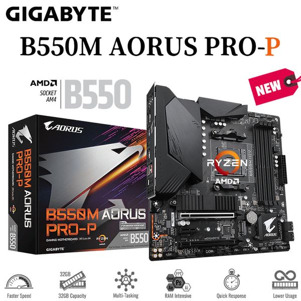 Gigabyte b550m aorus pro-p madre scheda madre AMD B550 AM4 Support DDR4 128GB PCI-E 4.0 M.2 SSD USB 3.2 M-ATX Mainboard Nuovo