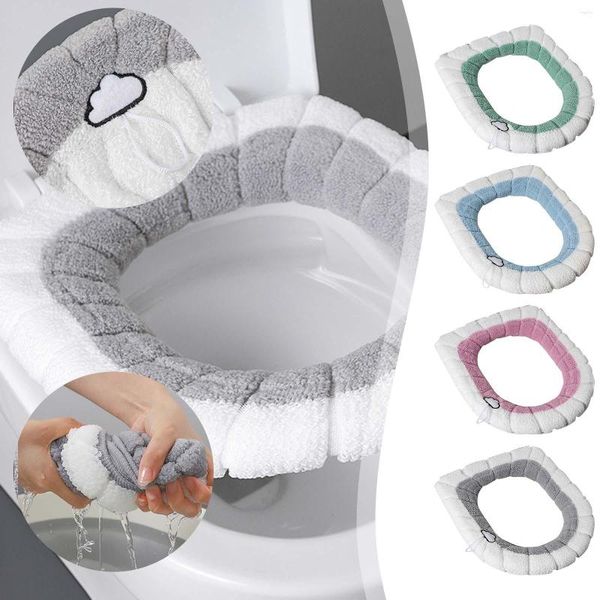 Крышка сиденья туалета покрывает домашние зимние o-образные плюшевые аксессуары для ванной комнаты универсальный коврик